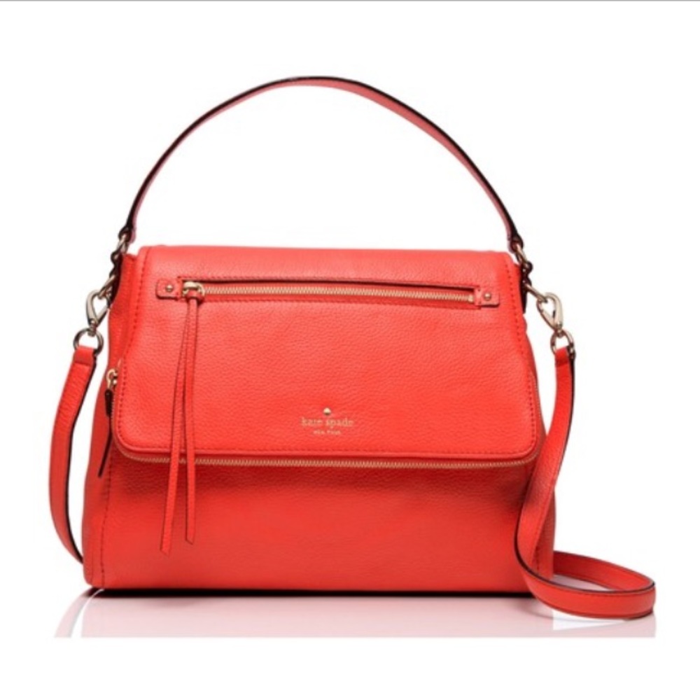 Kate Spade Bright papaya soft pebble leather